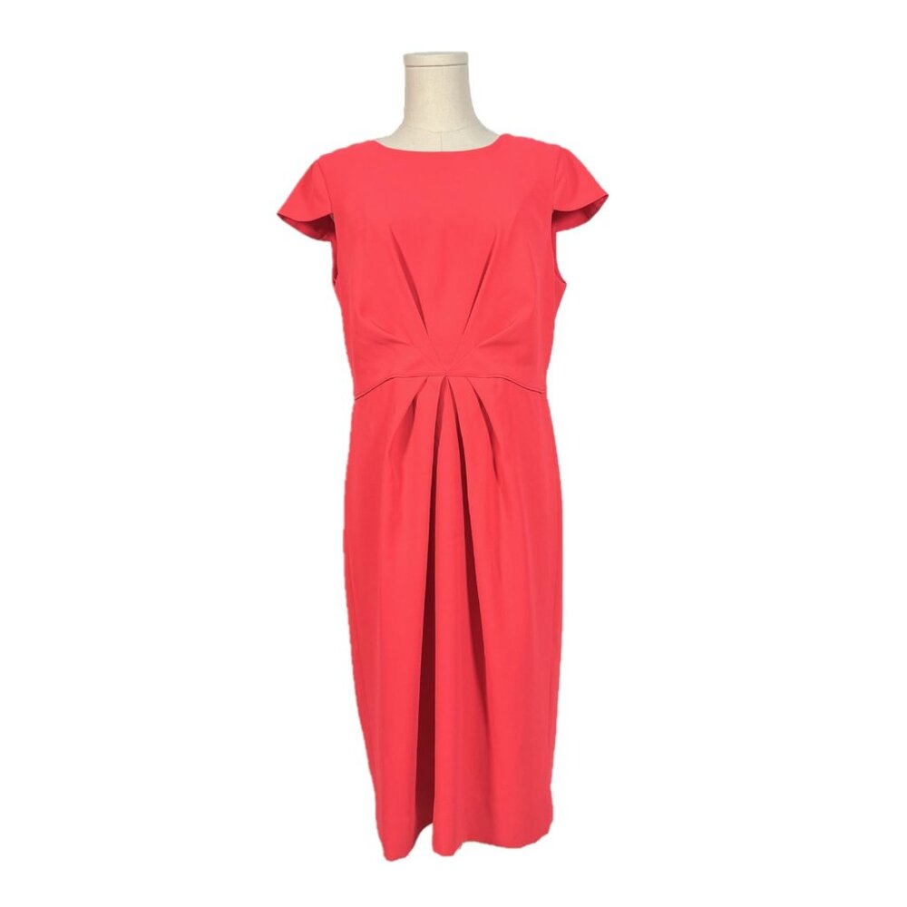 J. Crew Flamingo Pink Pleated Crepe Sheath Dress Size 8